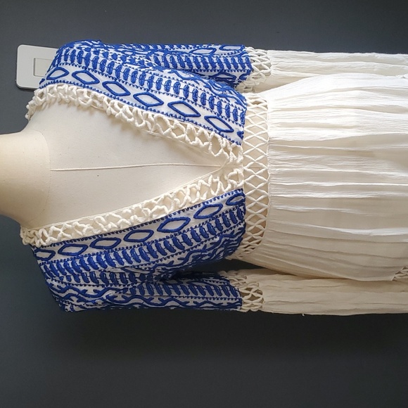 Free People Blue and Cream Mini Dress - Picture 3 of 13